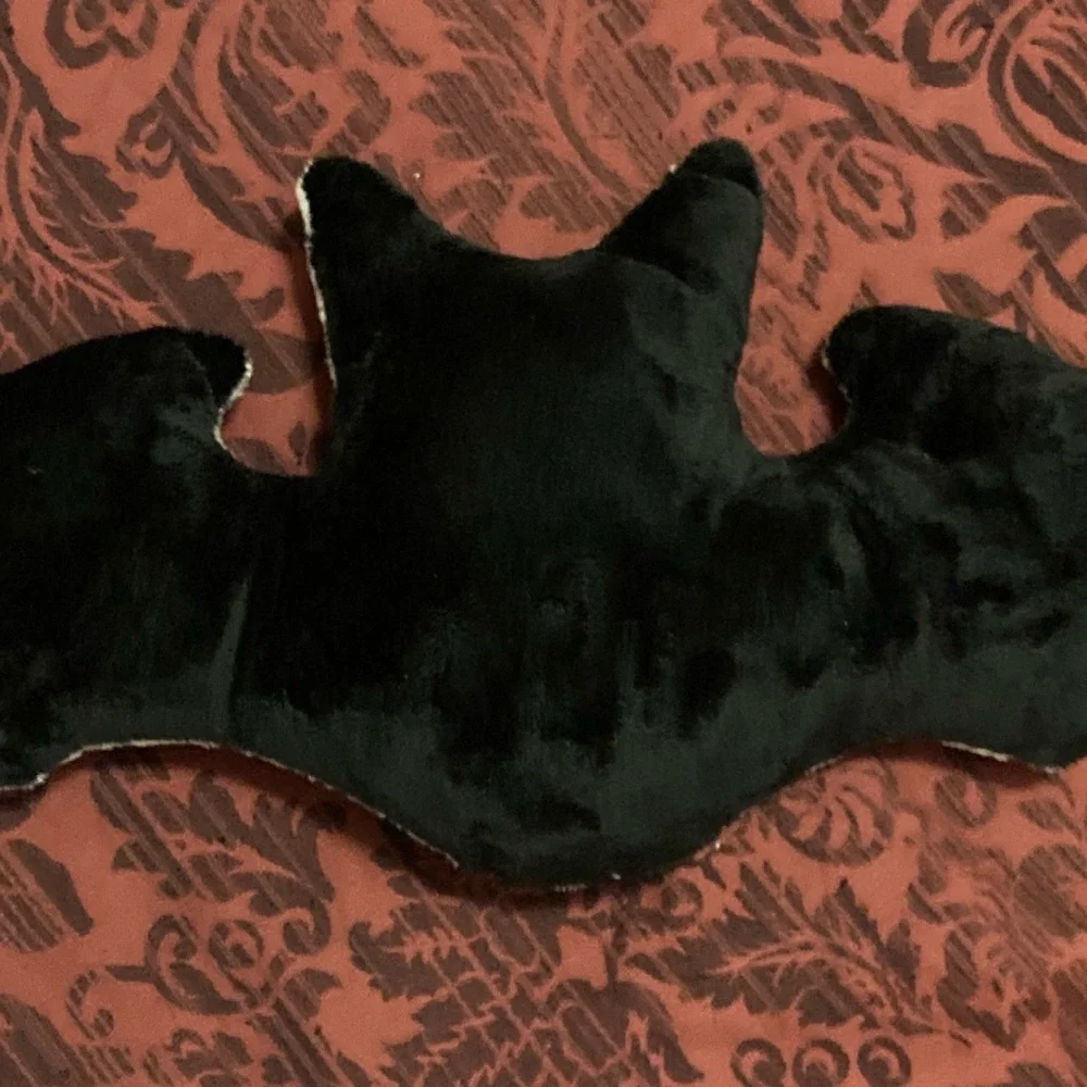 Plush Bat Pillow in Black and Grey